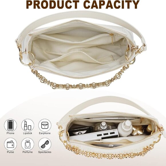 Small Shoulder Bag for Women Y2K Purse Designer Trendy Satchel Handbag Hobo Stud - Picture 4 of 7